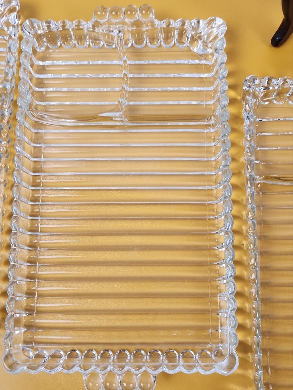 Mid Century Vintage Collectable Hazel Atlas Rolling Glass Dessert Trays. 6 Trays - Picture 6 of 12